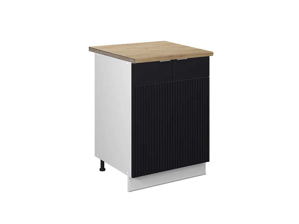 Meuble bas de cuisine noir rayé 60x60x82 fame-line