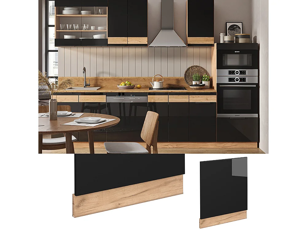Panel frontal roble negro alto brillo 60x1.6x67.4 fame-line
