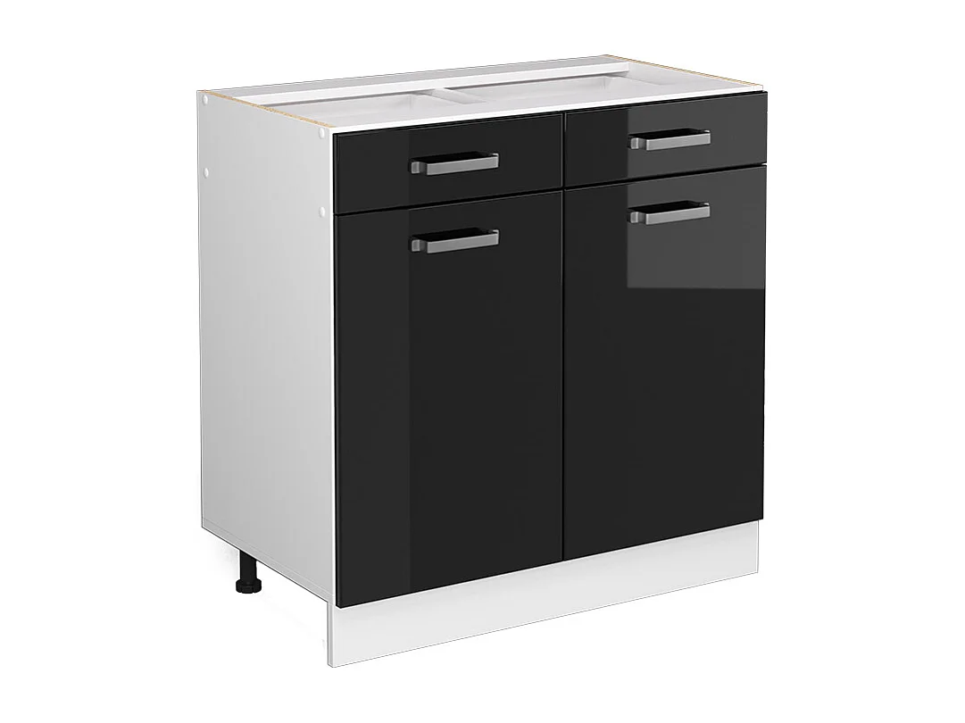 Meuble cuisine noir haute brillance 80x46x81.6 r-line