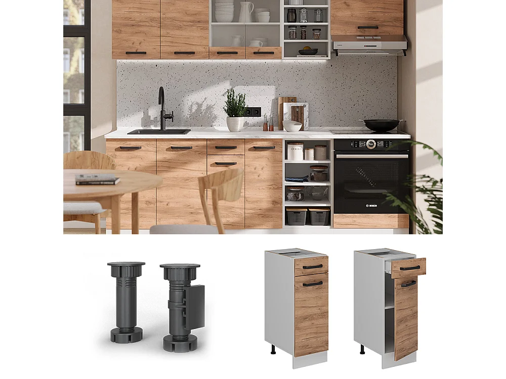 Mobiletto base per cucina quercia dorata 30x46x81.6 r-line