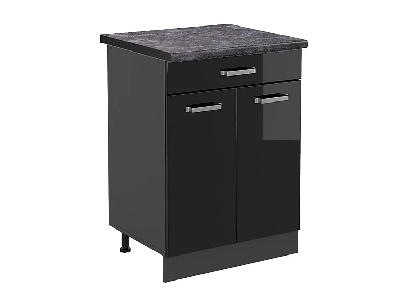 Armário baixo de cozinha preto alto brilho 60x60x81.6 r-line