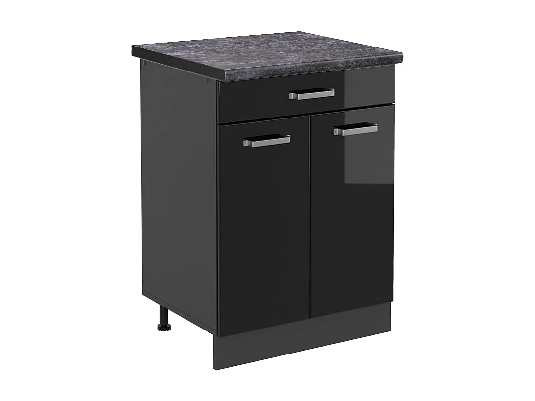 Meuble cuisine noir haute brillance 60x60x81.6 r-line