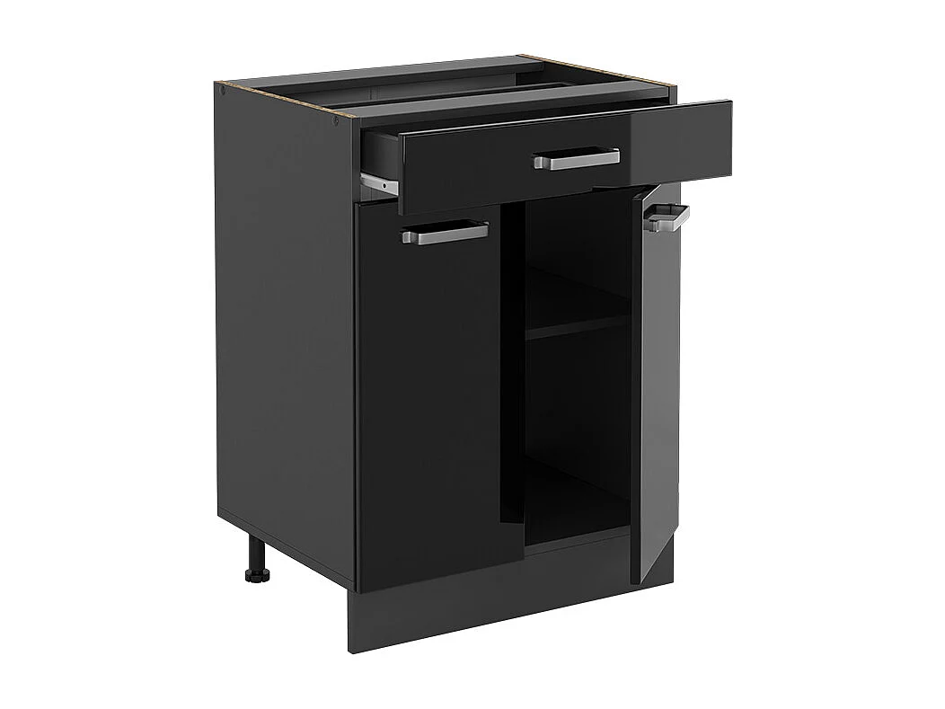 Meuble cuisine noir haute brillance 60x60x81.6 r-line