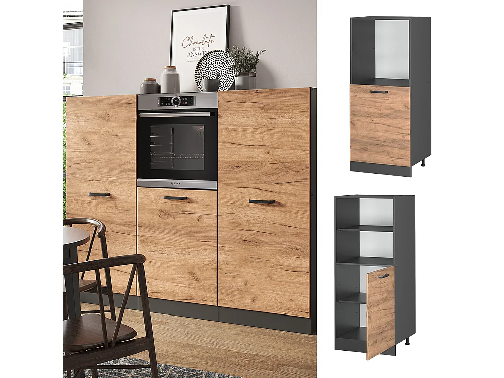 Meuble pour four chêne de force doré 60x57x143 r-line