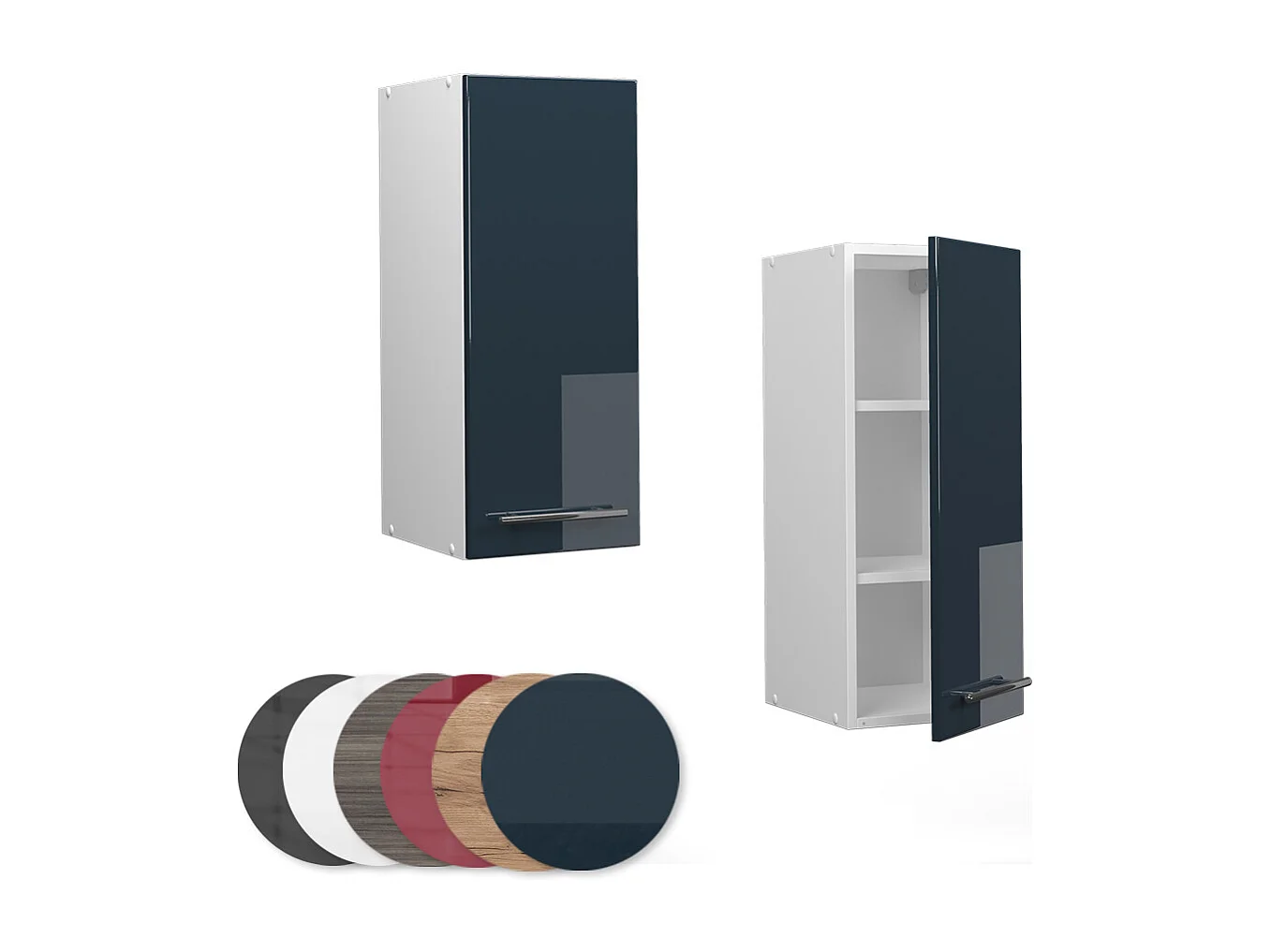 Armario colgante azul oscuro alto brillo 30x34.1x72 fame-line