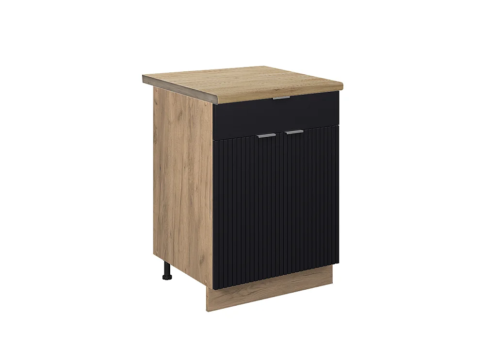 Kitchen base cabinet black striped 60x60x82 fame-line