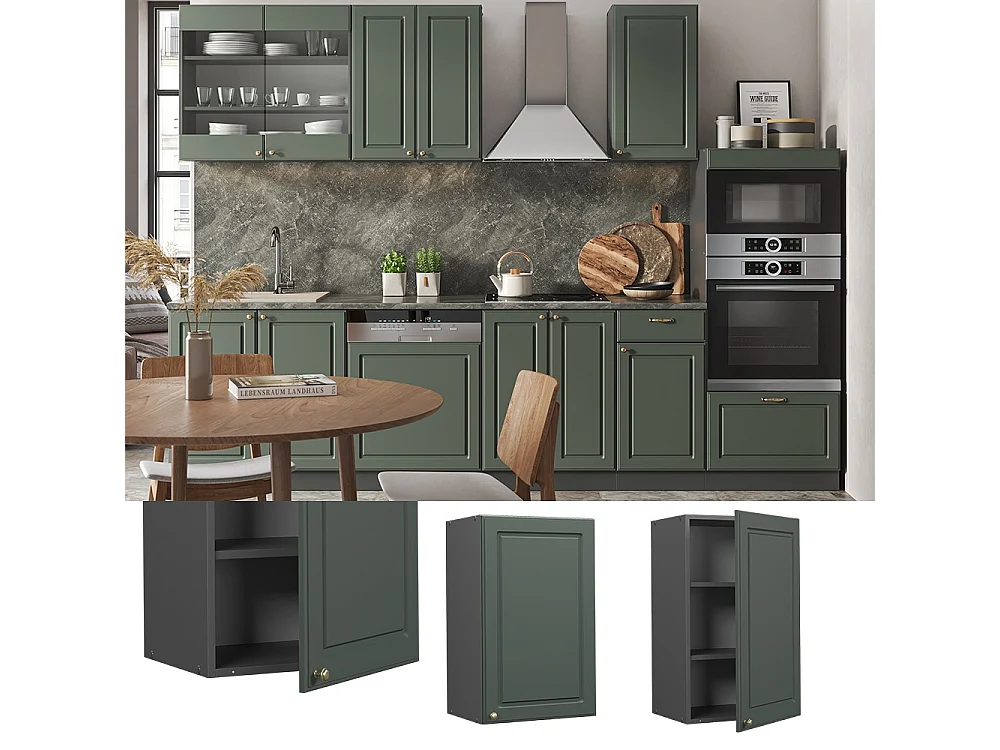 Wall cabinet green-gold country house 45x34.1x72 fame-line