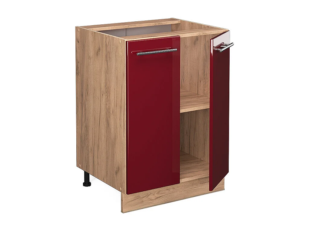 Meuble bas de cuisine rouge bordeaux haute brillance 60x60x82 fame-line