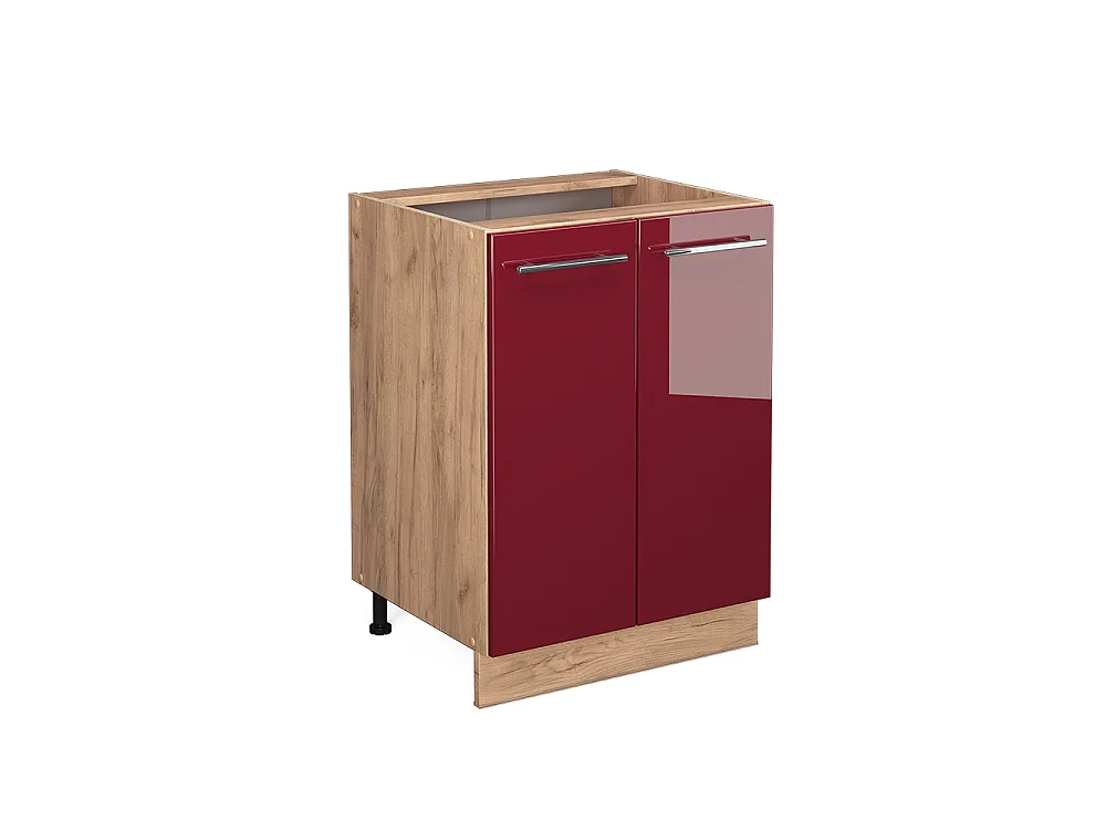 Meuble bas de cuisine rouge bordeaux haute brillance 60x60x82 fame-line
