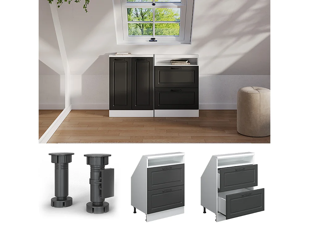 Meuble sous pente anthracite campagne 60x46x81.6 r-line