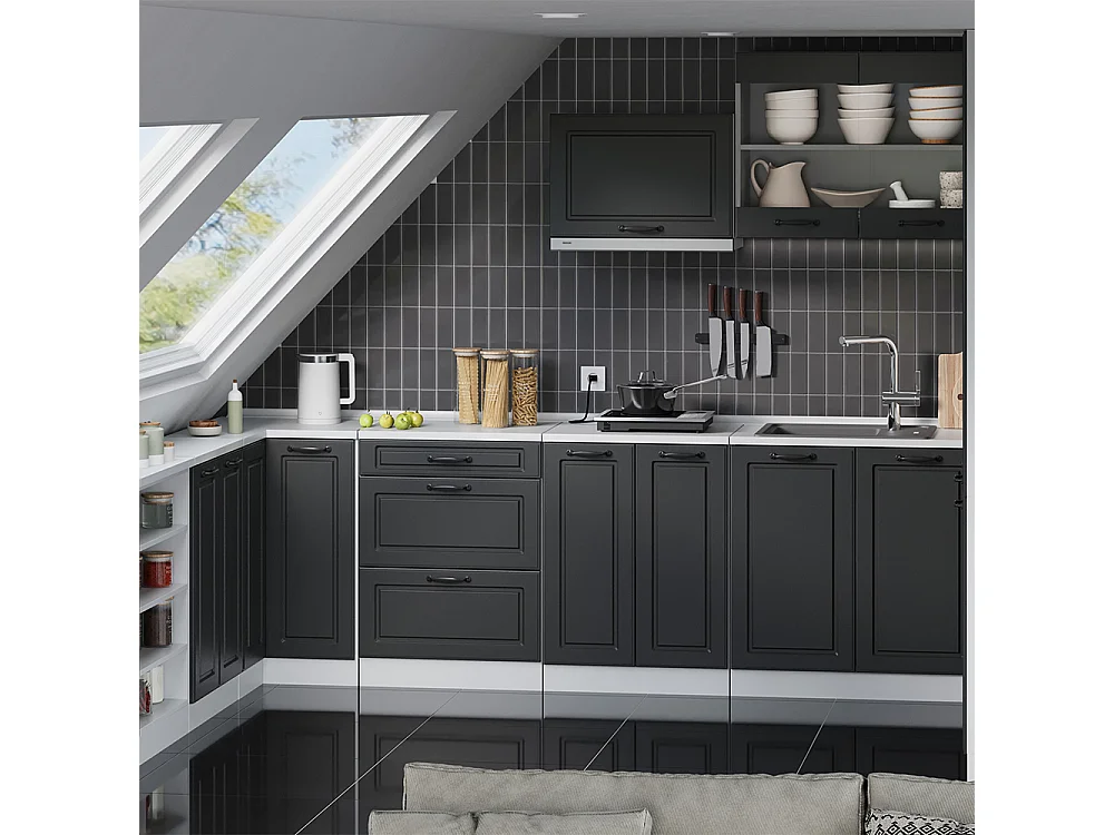 Meuble sous pente anthracite campagne 60x46x81.6 r-line