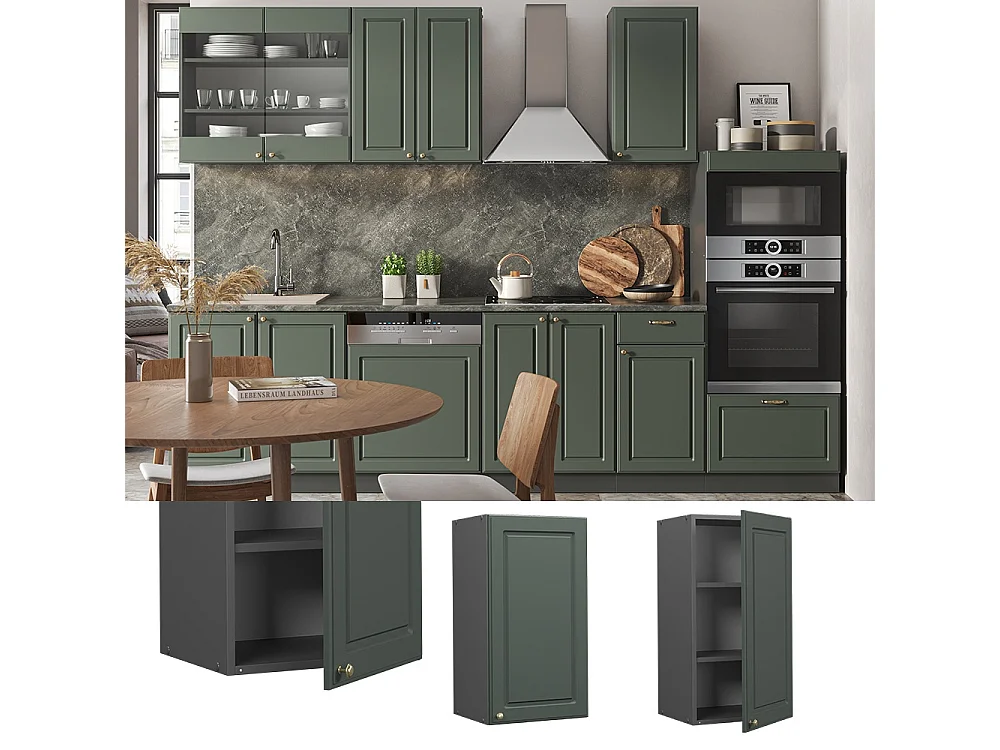 Wall cabinet green-gold country house 40x34.1x72 fame-line