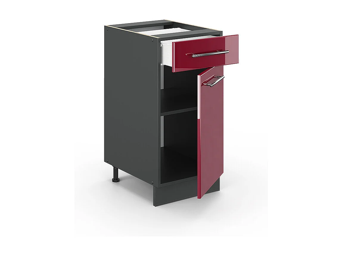 Meuble cuisine rouge bordeaux haute brillance 40x51.6x82 fame-line
