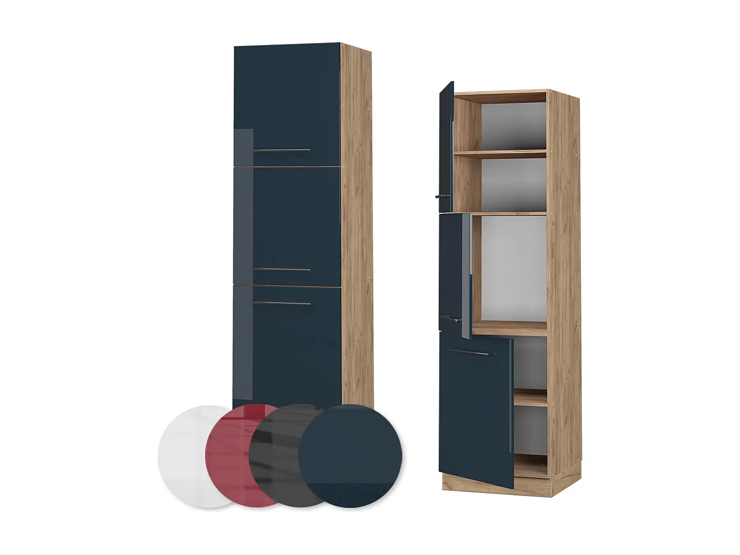 Meuble pour four bleu foncé brillant 60x58x206.8 fame-line