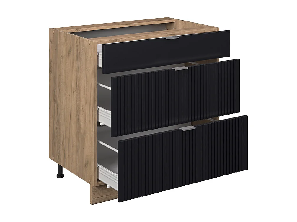 Mobiletto base per cucina nero a righe 80x60x82 fame-line