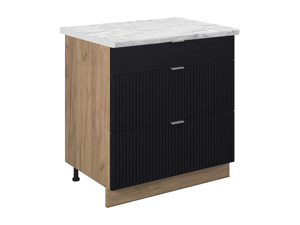 Meuble cuisine noir rayé 80x60x82 fame-line