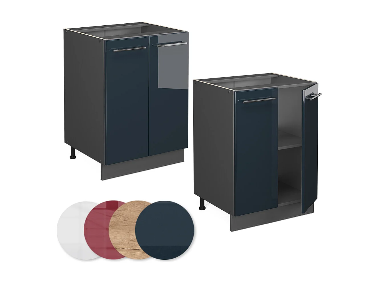 Mobiletto base cucina blu scuro lucido 60x60x82 fame-line