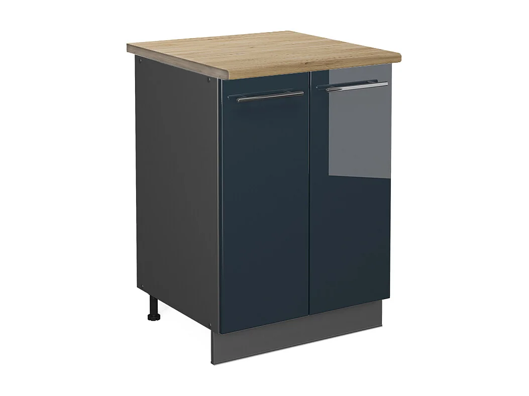 Meuble bas de cuisine bleu foncé brillant 60x60x82 fame-line