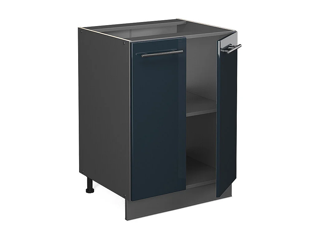 Meuble bas de cuisine bleu foncé brillant 60x60x82 fame-line