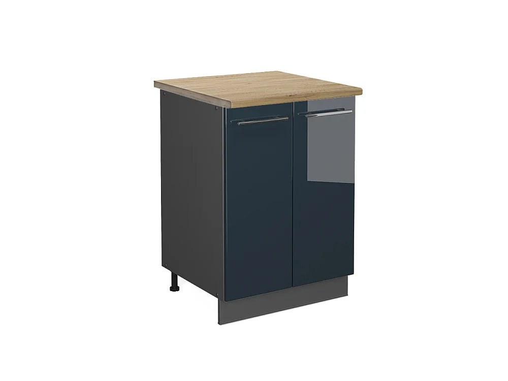 Meuble bas de cuisine bleu foncé brillant 60x60x82 fame-line