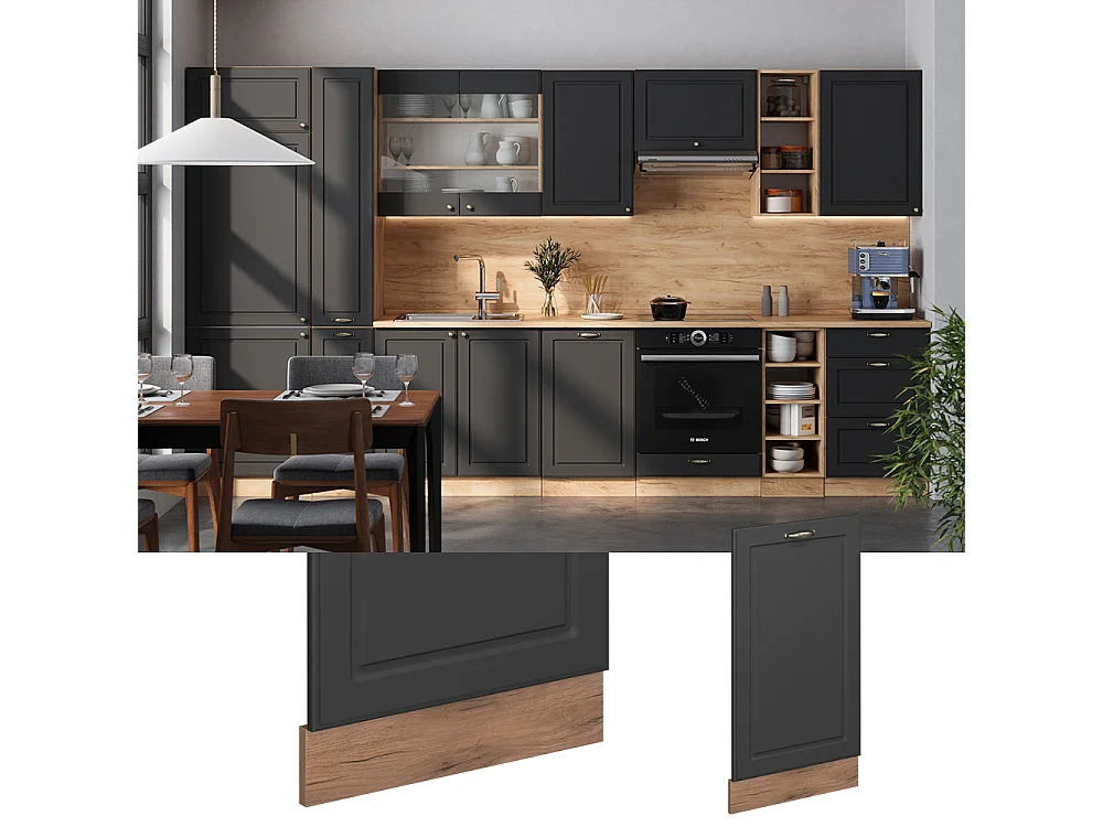 Façade de lave-vaisselle anthracite-or 45x1.6x81.8 fame-line