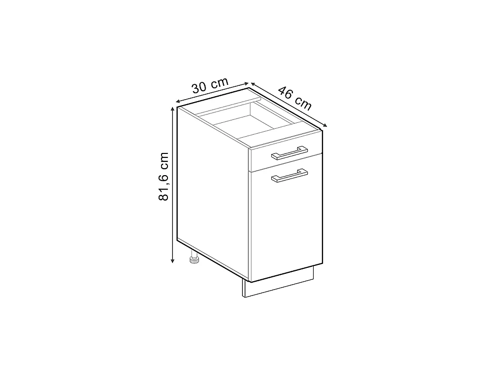 Meuble cuisine chêne artisan 30x60x81.6 r-line