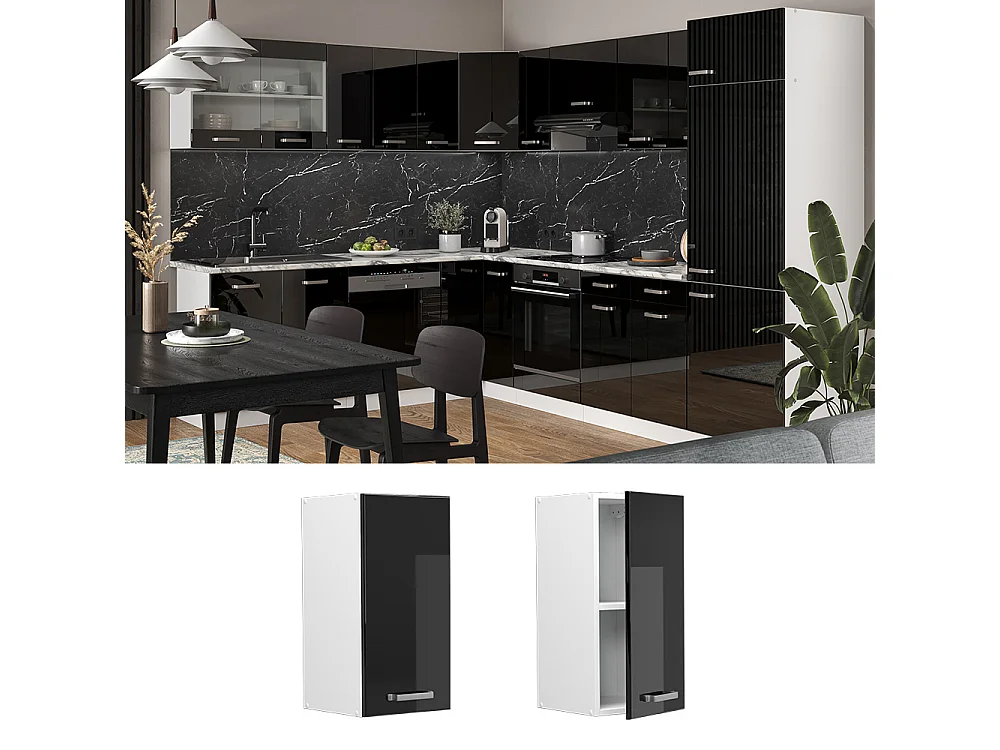 Armario colgante negro brillo intenso 30x31x60 r-line