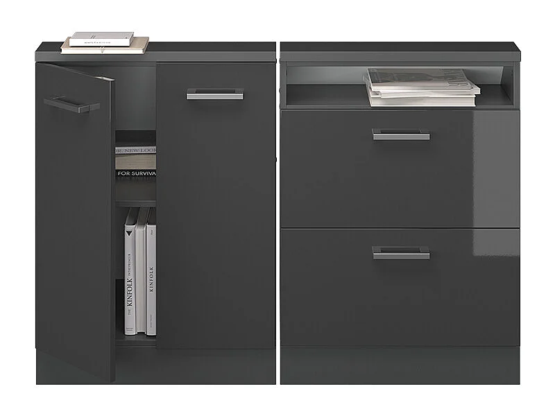 Meuble sous pente anthracite haute brillance 120x46x81.6 r-line