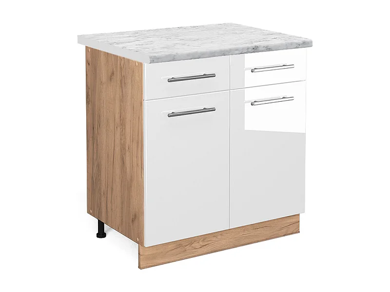 Mueble bajo de cocina blanco alto brillo 80x60x82 fame-line