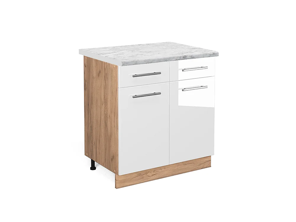 Mueble bajo de cocina blanco alto brillo 80x60x82 fame-line