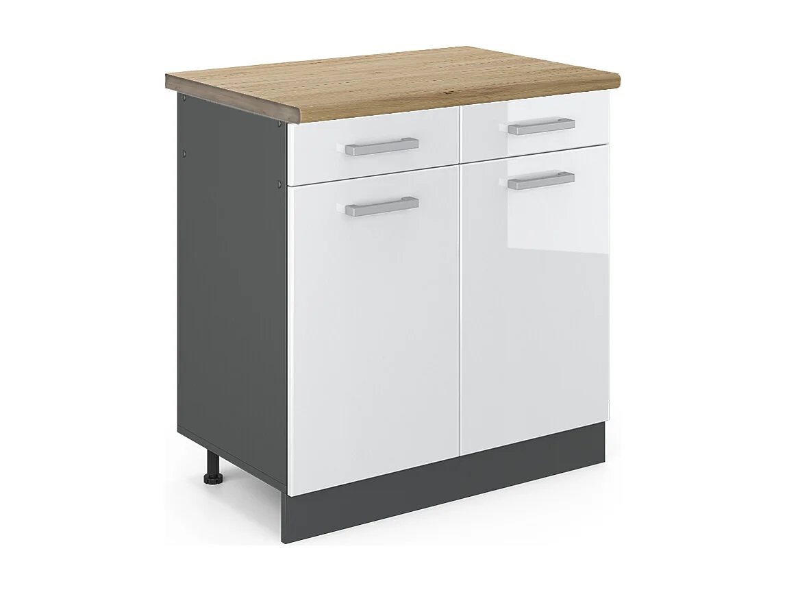 Mobiletto base per cucina bianco lucido 80x60x81.6 r-line