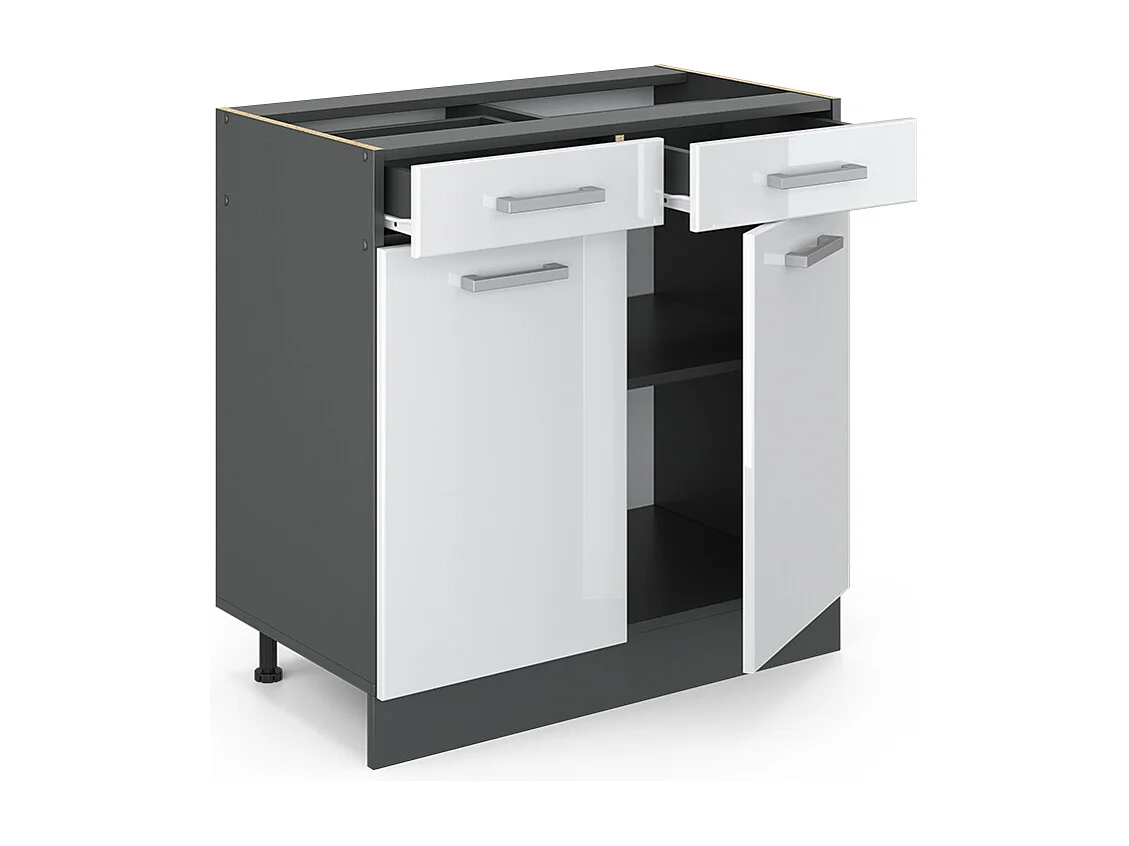Mobiletto base per cucina bianco lucido 80x60x81.6 r-line