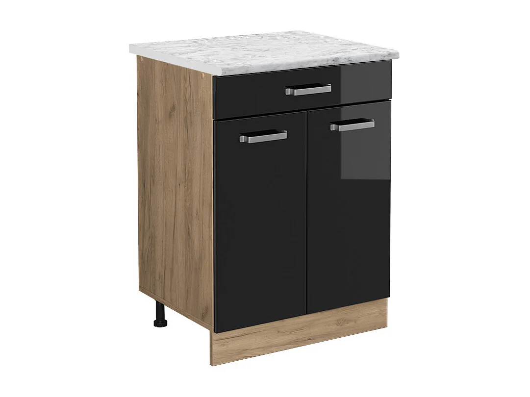 Mobiletto base per cucina nero lucido 60x60x81.6 r-line