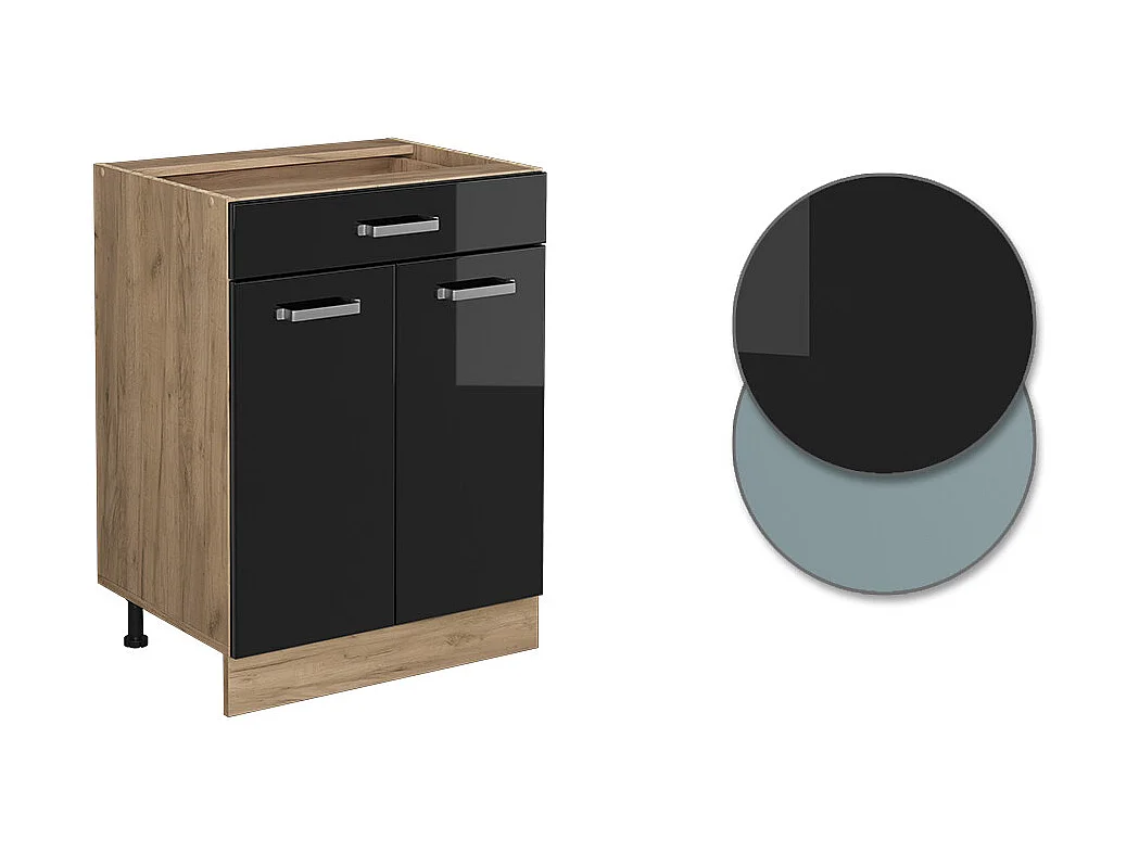 Meuble cuisine noir haute brillance 60x60x81.6 r-line