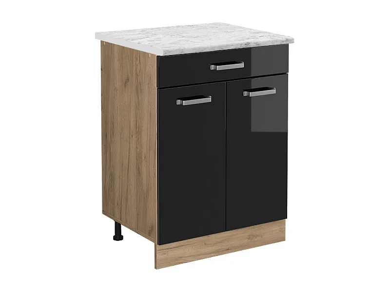 Keukenonderkast zwart hoogglans 60x60x81.6 r-line
