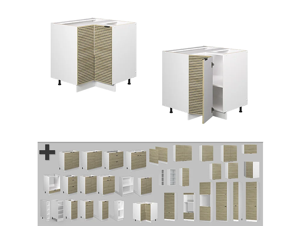 Hoekkast eiken paneel 80.5x60x82 fame-line