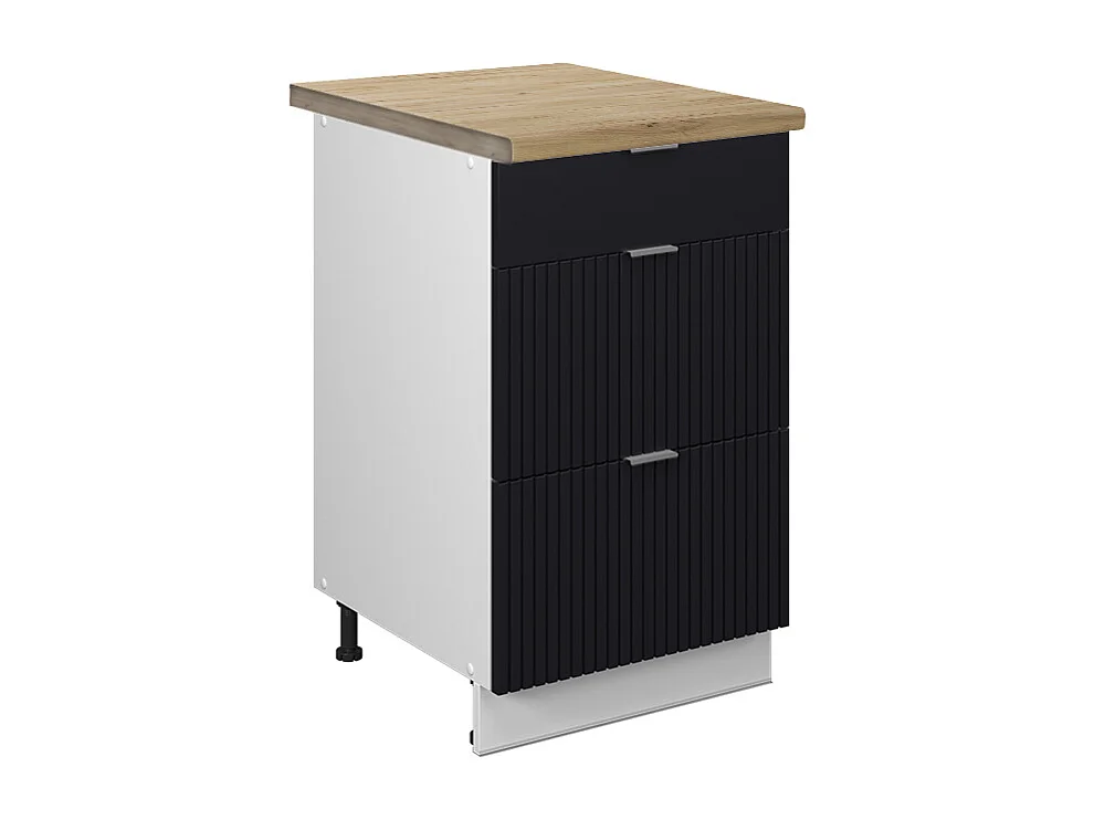 Meuble cuisine noir rayé 50x60x82 fame-line