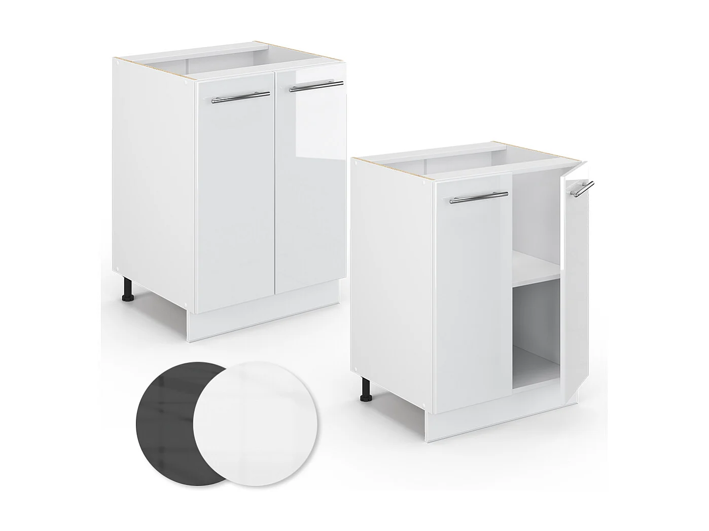 Meuble bas de cuisine blanc haute brillance 60x51.6x82 fame-line