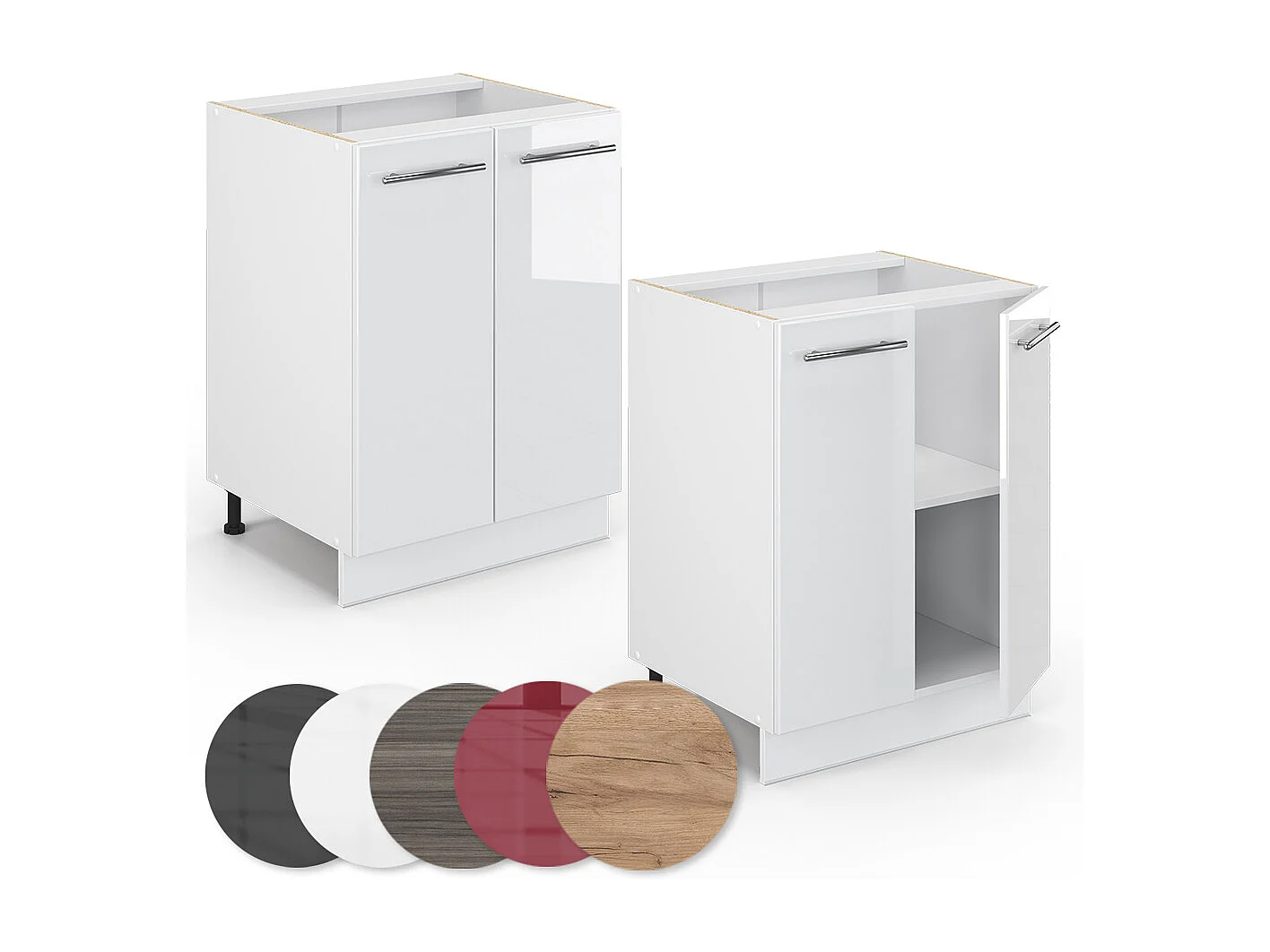 Meuble bas de cuisine blanc haute brillance 60x51.6x82 fame-line