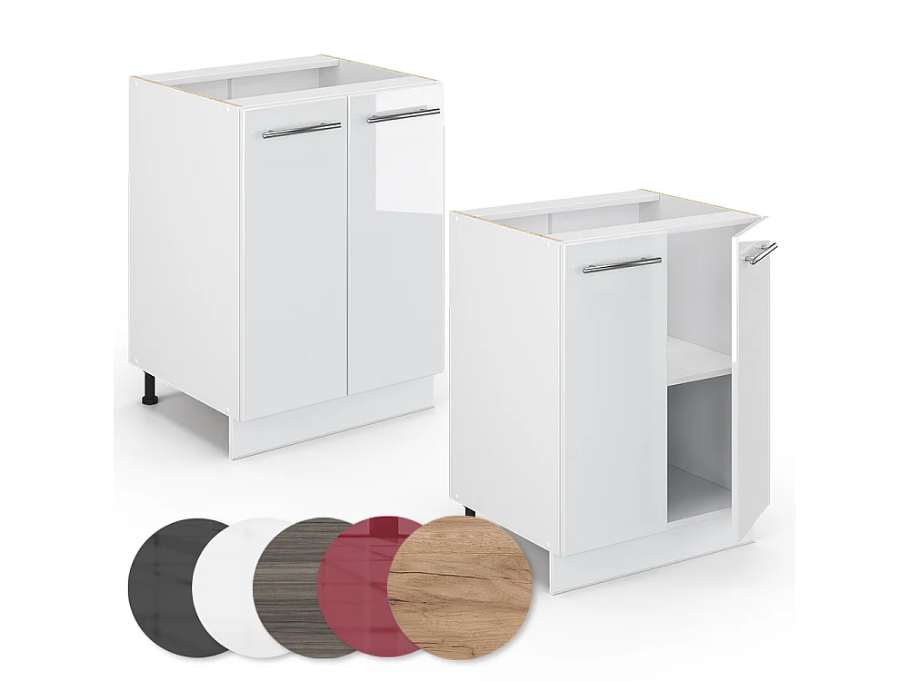 Meuble bas de cuisine blanc haute brillance 60x51.6x82 fame-line