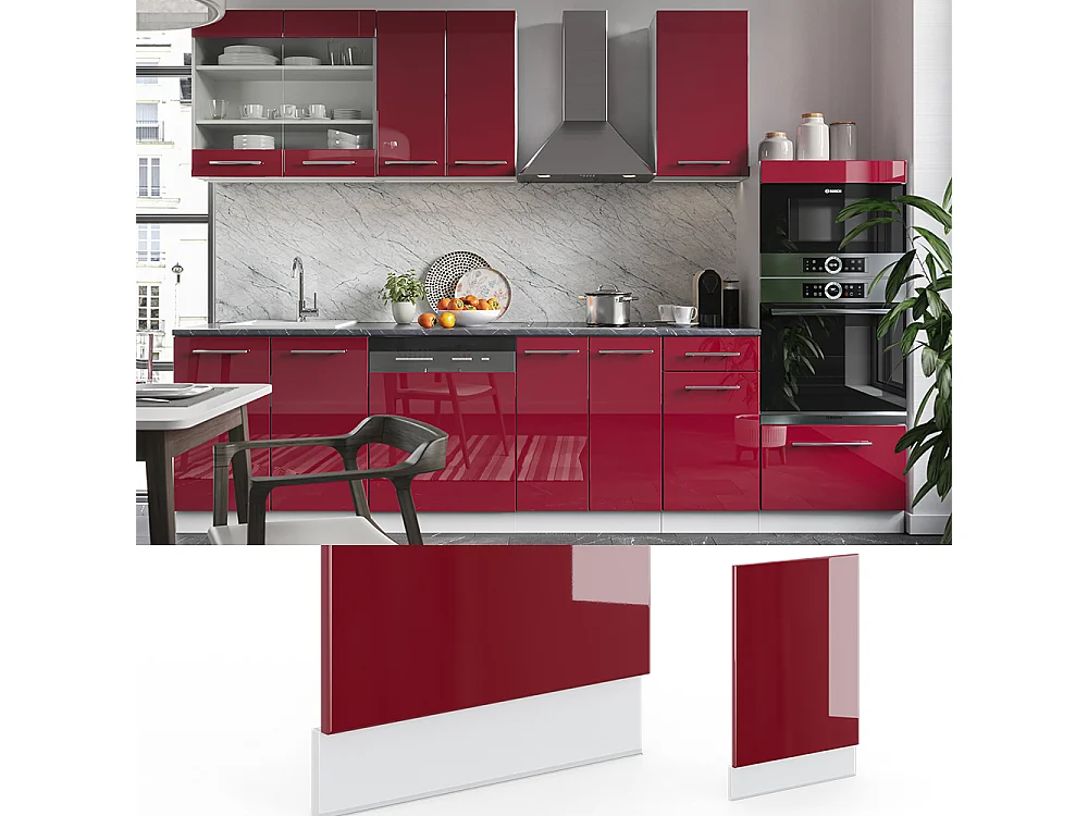 Façade rouge bordeaux haute brillance 45x1.6x67.4 fame-line