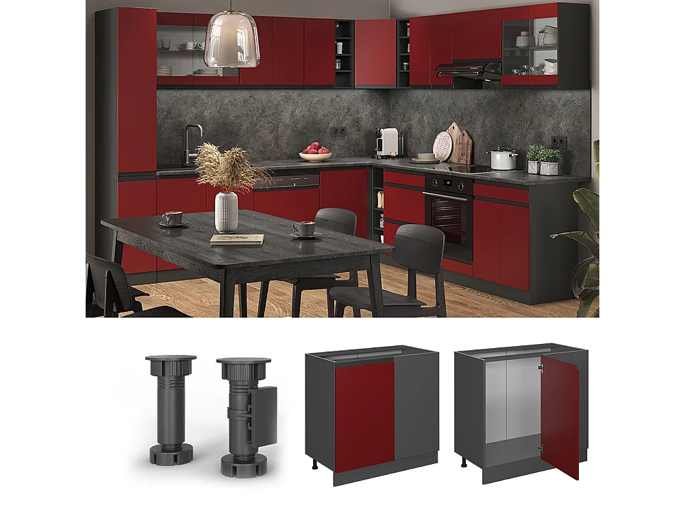 Armario de esquina rojo 86x60x81.6 r-line