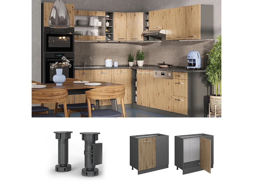 Hjørneskab håndværker egetræ 86x46x81.6 r-line