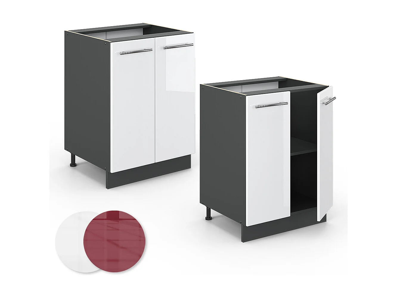 Mobiletto base cucina bianco lucido 60x60x82 fame-line