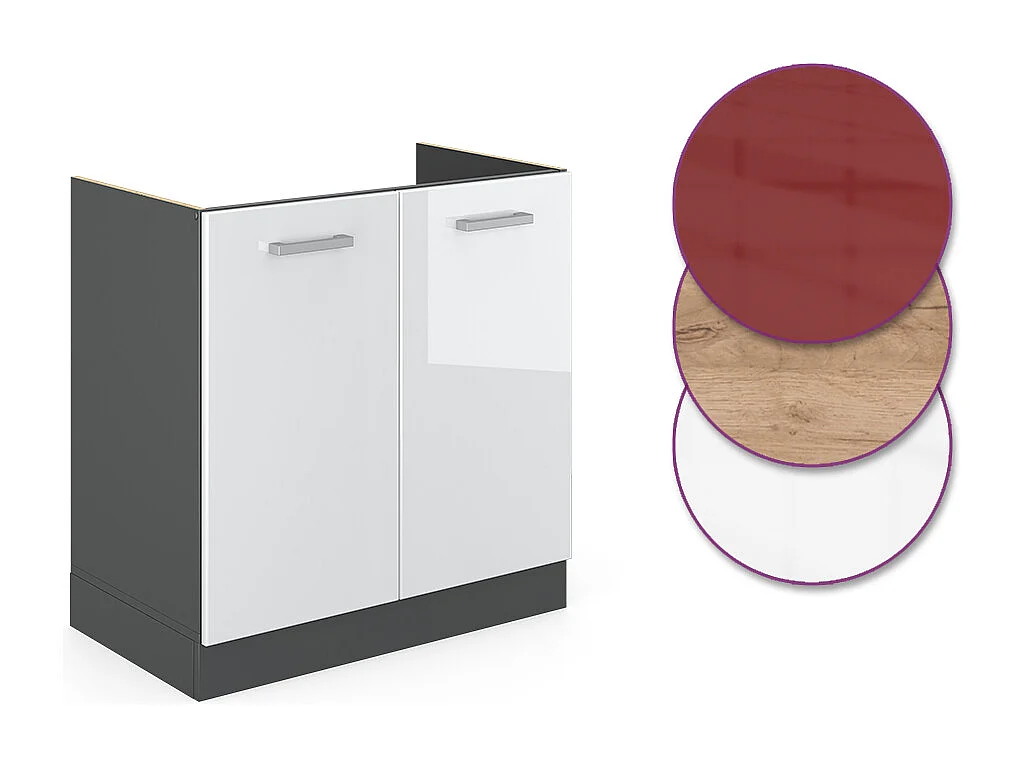 Mobile lavello cucina bianco lucido 80x60x81.6 r-line