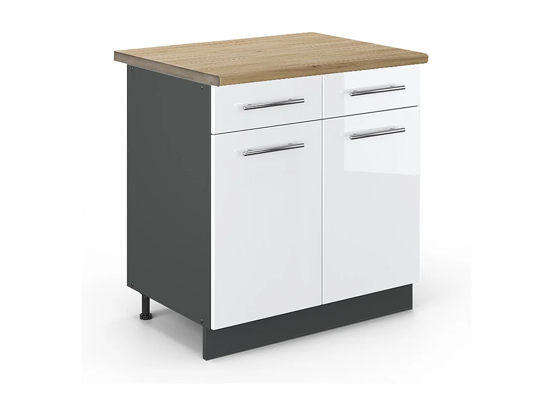 Meuble cuisine blanc haute brillance 80x60x82 fame-line