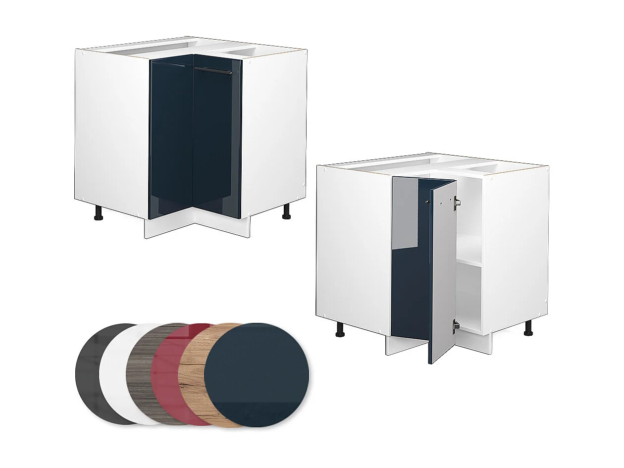 Eckunterschrank dunkelblau hochglanz 80.5x60x82 fame-line