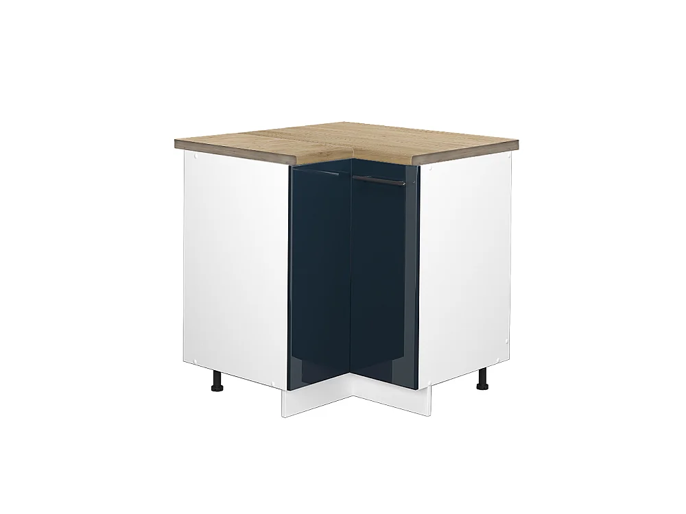 Eckunterschrank dunkelblau hochglanz 80.5x60x82 fame-line