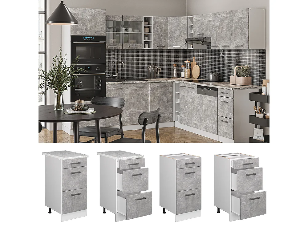 Meuble cuisine béton 40x60x81.6 r-line