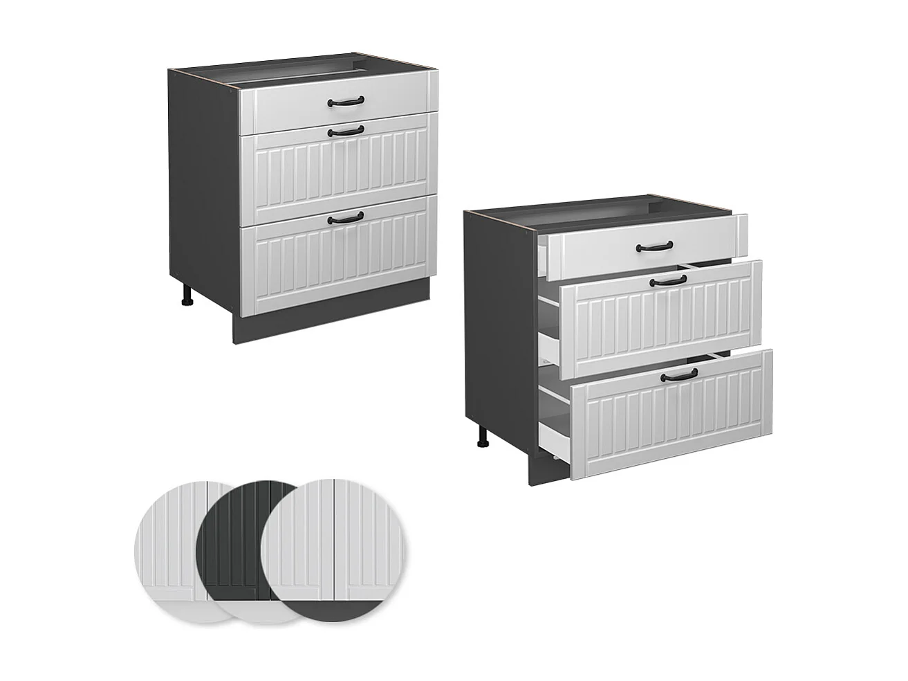 Meuble cuisine blanc campagne 80x60x82 fame-line